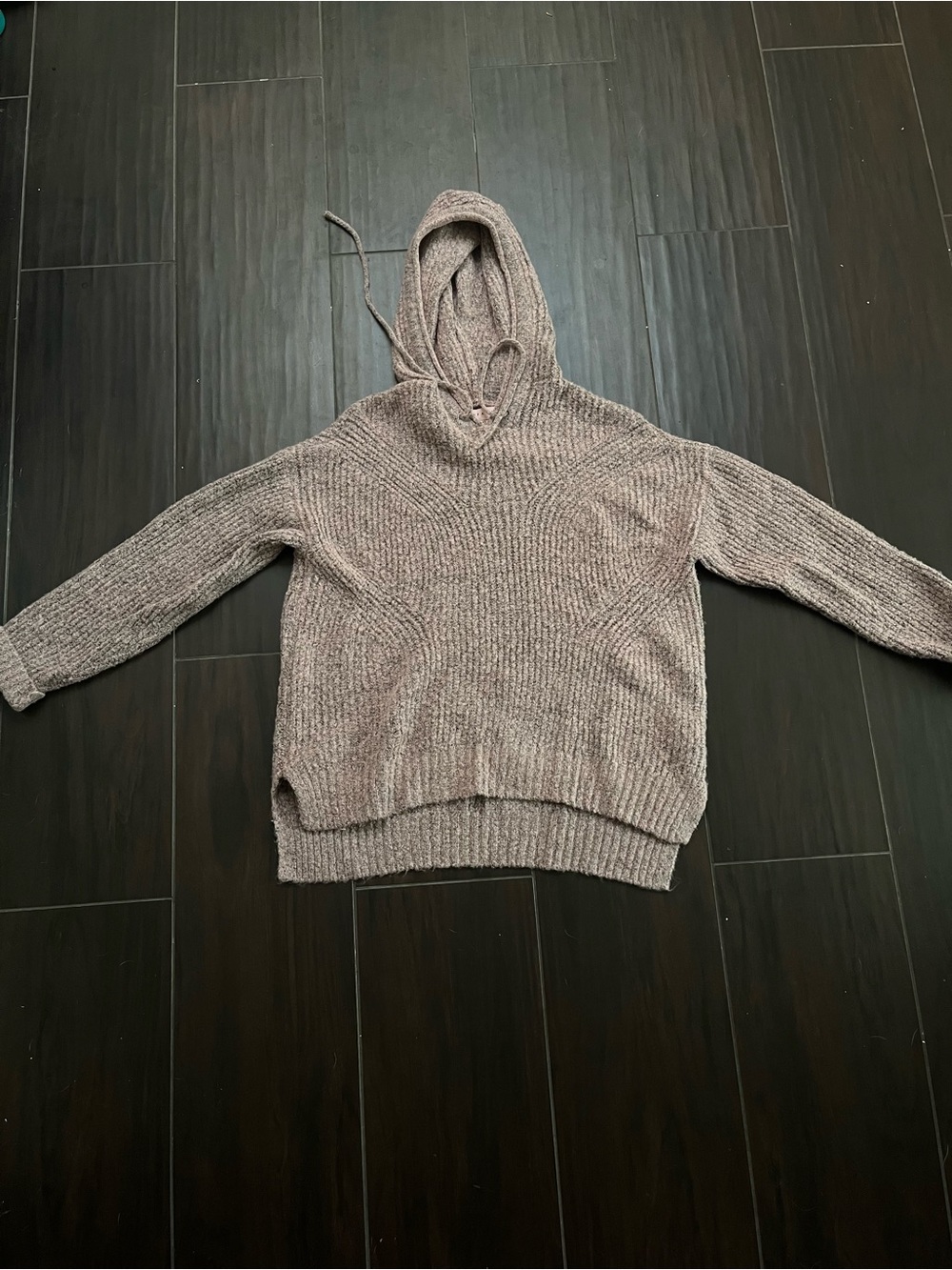 Crave Fame Cozy Knit Hoodie Sweater in Heather Taupe